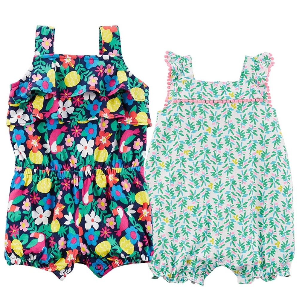 Carter's Baby Girls' 2-Pack Romper NWT Summer